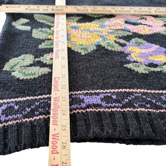 VTG Interim Turtleneck Sweater Abstract Floral Artsy 90s Women Large Cottagecore - Picture 8 of 12